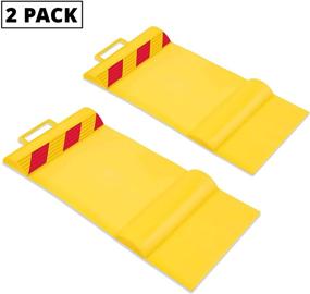 img 4 attached to RaxGo Parking Mat for Cars, Trucks & Other Vehicles - Garage Wheel Stopper Aid with Anti-Skid Grips, Easy Install Adhesive, Carry Handles & Reflective Strips - Pack of 2 Mats