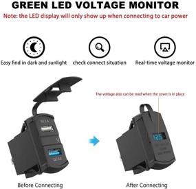 img 2 attached to Rocker USB Charger Socket 12V/24V Dual USB Car Power Outlet Blue LED Voltmeter Waterproof Marine Cigarette Lighter Adapter Quick Charge 3.0 Rocker Switch Panel for Boat UTV ATV RV