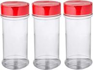 🌶️ skyway supreme 12 oz clear plastic spice bottles - set of 3 seasoning containers jars with flap cap, pour and sifter spice shaker - durable & refillable for herbs, spices, and rubs - bpa free logo