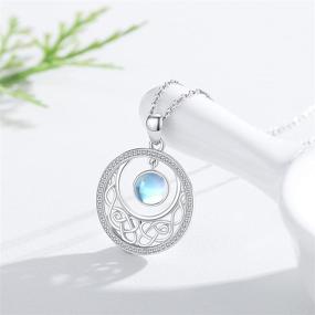 img 1 attached to Celtic Moonstone Pendant Necklace: Exquisite Sterling Silver Irish Celtic Knot Jewelry for Women & Girls
