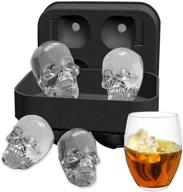 🧊 ice skull 3d flexible silicone ice cube molds tray, set of 4 giant skulls, round ice maker mold logo