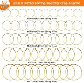 img 3 attached to 📿 Pack of 50 Round Earring Beading Hoop Rings - Open Bezels Linking Rings - DIY Craft Jewelry Making Supplies - Gold K, 5 Sizes