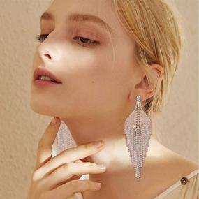 img 3 attached to 💎 mecresh Silver Rhinestone Crystal Chandelier Earrings for Wedding - Long Tassels Dangle Design