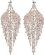 💎 mecresh silver rhinestone crystal chandelier earrings for wedding - long tassels dangle design logo