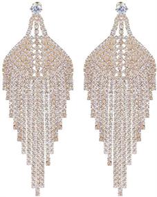 img 4 attached to 💎 mecresh Silver Rhinestone Crystal Chandelier Earrings for Wedding - Long Tassels Dangle Design