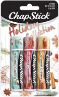 🎄 chapstick holiday collection 2017, pack of 3, festive cinnamon, caramel crème & holiday cocoa, 0.15 oz ea logo