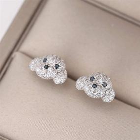 img 2 attached to Cute Dog 925 Sterling Silver CZ Stud Earrings for Girls, Teens, Women - Hypoallergenic Fashion Jewelry with Sparkling Rhinestone Crystal, Best Friend Animal Design - Perfect Birthday BFF Gift