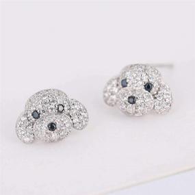 img 3 attached to Cute Dog 925 Sterling Silver CZ Stud Earrings for Girls, Teens, Women - Hypoallergenic Fashion Jewelry with Sparkling Rhinestone Crystal, Best Friend Animal Design - Perfect Birthday BFF Gift