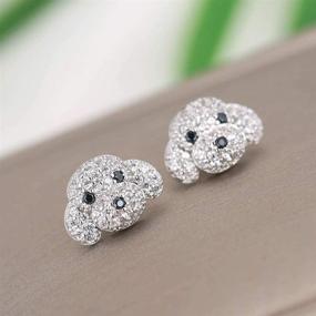 img 1 attached to Cute Dog 925 Sterling Silver CZ Stud Earrings for Girls, Teens, Women - Hypoallergenic Fashion Jewelry with Sparkling Rhinestone Crystal, Best Friend Animal Design - Perfect Birthday BFF Gift