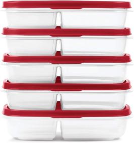 img 3 attached to 🥡 Rubbermaid EasyFindLids Meal Prep Containers: 3 Compartments, 5.1 Cup, 5-Pack for Efficient Organization