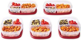 img 1 attached to 🥡 Rubbermaid EasyFindLids Meal Prep Containers: 3 Compartments, 5.1 Cup, 5-Pack for Efficient Organization