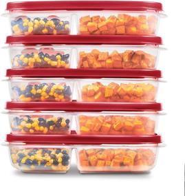 img 4 attached to 🥡 Rubbermaid EasyFindLids Meal Prep Containers: 3 Compartments, 5.1 Cup, 5-Pack for Efficient Organization