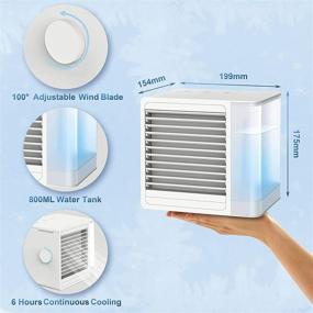 img 2 attached to 🌬️ 3-in-1 Portable Air Conditioner Fan: Personal Air Cooler, Humidifier, Quiet USB Desk Fan with 2 Speeds, LED Light - Mini Purifier for Home, Room, Office