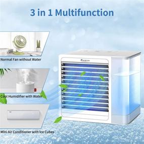 img 3 attached to 🌬️ 3-in-1 Portable Air Conditioner Fan: Personal Air Cooler, Humidifier, Quiet USB Desk Fan with 2 Speeds, LED Light - Mini Purifier for Home, Room, Office