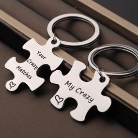 img 1 attached to 🔑 TGBJE Your Crazy Matches My Crazy Couples Keychain Set Puzzle Piece Gift for Partner, Spouse