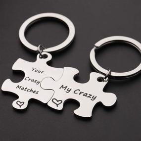 img 3 attached to 🔑 TGBJE Your Crazy Matches My Crazy Couples Keychain Set Puzzle Piece Gift for Partner, Spouse