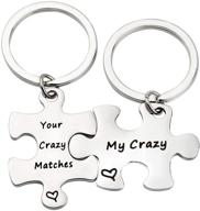 🔑 tgbje your crazy matches my crazy couples keychain set puzzle piece gift for partner, spouse logo