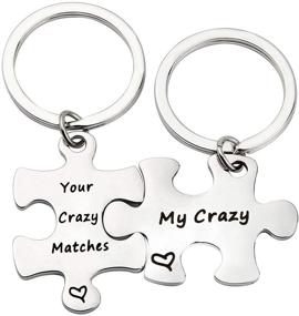 img 4 attached to 🔑 TGBJE Your Crazy Matches My Crazy Couples Keychain Set Puzzle Piece Gift for Partner, Spouse