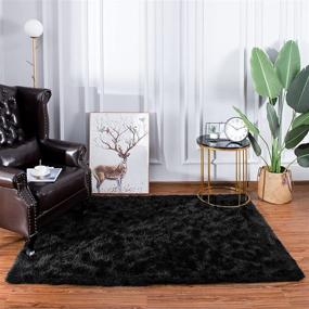 img 1 attached to 🔥 Luxurious Shaggy Rugs Fluffy Rug for Bedroom, High-Quality Polyester Shag Area Rug, Soft Shaggy Carpet Play Mat for Dorm Room Rug College Nursery Rugs Living Room Girls Kids Room Decor (3X5 Feet, Black)