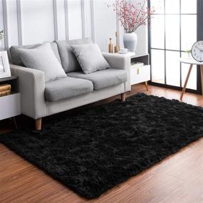 img 2 attached to 🔥 Luxurious Shaggy Rugs Fluffy Rug for Bedroom, High-Quality Polyester Shag Area Rug, Soft Shaggy Carpet Play Mat for Dorm Room Rug College Nursery Rugs Living Room Girls Kids Room Decor (3X5 Feet, Black)