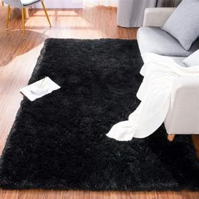 img 3 attached to 🔥 Luxurious Shaggy Rugs Fluffy Rug for Bedroom, High-Quality Polyester Shag Area Rug, Soft Shaggy Carpet Play Mat for Dorm Room Rug College Nursery Rugs Living Room Girls Kids Room Decor (3X5 Feet, Black)