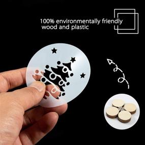 img 2 attached to 🎄 Biubee 40 Pcs Christmas Round Wooden Discs with Holes - Unfinished Predrilled Natural Wood Slices, and 20 Pcs Round Christmas Stencils Template for DIY Crafts and Hanging Ornaments Decoration