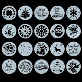 img 3 attached to 🎄 Biubee 40 Pcs Christmas Round Wooden Discs with Holes - Unfinished Predrilled Natural Wood Slices, and 20 Pcs Round Christmas Stencils Template for DIY Crafts and Hanging Ornaments Decoration