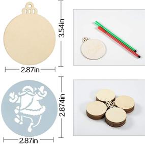 img 1 attached to 🎄 Biubee 40 Pcs Christmas Round Wooden Discs with Holes - Unfinished Predrilled Natural Wood Slices, and 20 Pcs Round Christmas Stencils Template for DIY Crafts and Hanging Ornaments Decoration