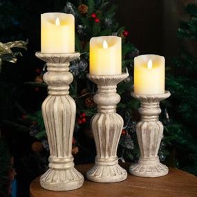 img 4 attached to 🕯️ Country Style Pillar Candle Holders - Set of 3 Table Decorations for Living Room