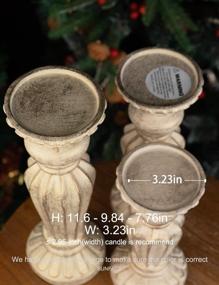 img 3 attached to 🕯️ Country Style Pillar Candle Holders - Set of 3 Table Decorations for Living Room