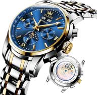 ⌚ olevs stainless automatic chronograph business watch logo