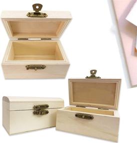 img 1 attached to 🔒 Cooyeah 12 Piece Unfinished Wood Treasure Chest Set - DIY Craft Boxes with Locking Clasp, Perfect for Home Decor, Parties, and Prop Use - 3.8x2.1x1.8 inches