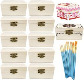 img 4 attached to 🔒 Cooyeah 12 Piece Unfinished Wood Treasure Chest Set - DIY Craft Boxes with Locking Clasp, Perfect for Home Decor, Parties, and Prop Use - 3.8x2.1x1.8 inches