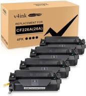 🖨️ v4ink compatible 26a cf226a toner cartridge replacement for hp pro m402n m402dn m402dw m402d mfp m426dw m426fdw m426fdn printers - 4 pack, black logo