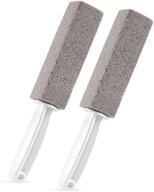 🚽 2-pack pumice stone toilet bowl cleaner brush with handle - removes hard water rings, calcium buildup, and rust - ideal for toilet, bathroom, kitchen sink, grill cleaning (gray) logo