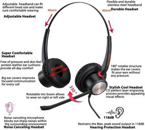 img 3 attached to 🎧 Emaiker Wired Call Center Headset: Noise Cancelling Microphone & U10P Bottom Cable, Compatible with Mtel Nortel Avaya Digital Polycom VVX Shoretel Aastra Digium +Plantronics