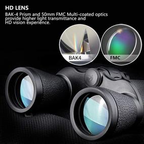 img 3 attached to 🔭 High-performance 20x50 Binoculars for Adults: Waterproof/Fogproof, Enhanced Low Light Night Vision, Durable BAK4 Prism FMC Lens, Ideal for Birds Watching, Hunting, Travel, and Outdoor Sports