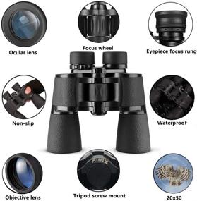img 2 attached to 🔭 High-performance 20x50 Binoculars for Adults: Waterproof/Fogproof, Enhanced Low Light Night Vision, Durable BAK4 Prism FMC Lens, Ideal for Birds Watching, Hunting, Travel, and Outdoor Sports