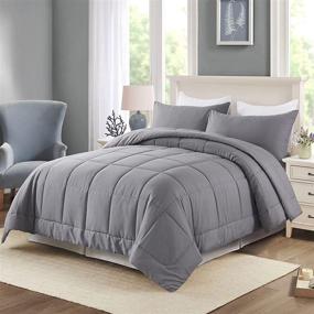 img 3 attached to 🛌 DOWNCOOL All Season Bedding Comforters & Sets with 1 Pillow Case -2 Pieces Down Alternative Comforter Set -Grey Bedding Comforter Sets Twin -Lightweight and Noiseless (Twin,64x88 inches) - Experience the Ultimate Comfort for a Perfect Night's Sleep!