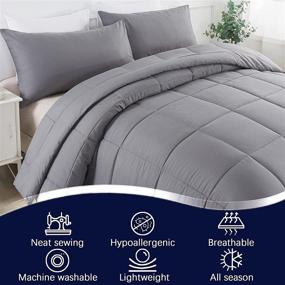 img 2 attached to 🛌 DOWNCOOL All Season Bedding Comforters & Sets with 1 Pillow Case -2 Pieces Down Alternative Comforter Set -Grey Bedding Comforter Sets Twin -Lightweight and Noiseless (Twin,64x88 inches) - Experience the Ultimate Comfort for a Perfect Night's Sleep!