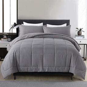 img 4 attached to 🛌 DOWNCOOL All Season Bedding Comforters & Sets with 1 Pillow Case -2 Pieces Down Alternative Comforter Set -Grey Bedding Comforter Sets Twin -Lightweight and Noiseless (Twin,64x88 inches) - Experience the Ultimate Comfort for a Perfect Night's Sleep!