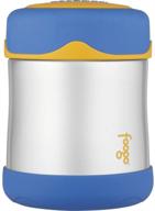 thermos foogo vacuum insulated stainless steel food jar, 10-ounce, blue/yellow - keep food fresh on the go! logo