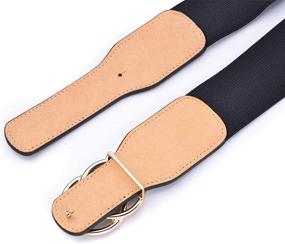 img 1 attached to 👗 Elevate Your Style with Beltox Women’s Elastic Stretch Wide Waist Belts - Trendy Double Rings Gold/Silver Buckle!