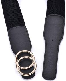 img 2 attached to 👗 Elevate Your Style with Beltox Women’s Elastic Stretch Wide Waist Belts - Trendy Double Rings Gold/Silver Buckle!