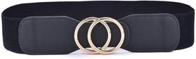 img 4 attached to 👗 Elevate Your Style with Beltox Women’s Elastic Stretch Wide Waist Belts - Trendy Double Rings Gold/Silver Buckle!