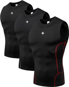 img 4 attached to 👕 Milin Naco Men's Compression Sleeveless Workout Tank Tops Pack - Set of 3, 2, or 1