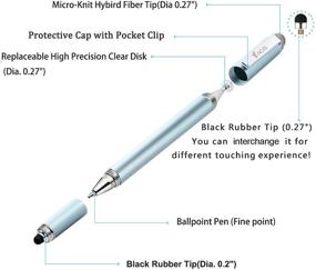 img 2 attached to 🖊️ Yacig 4-in-1 Capacitive Stylus Pen - High Sensitivity and Precision Touch Screen Stylus with Clear Disc, Black Rubber, and Mesh Fiber Tip - Universal Touch Screen Device Compatible (Ice Blue)