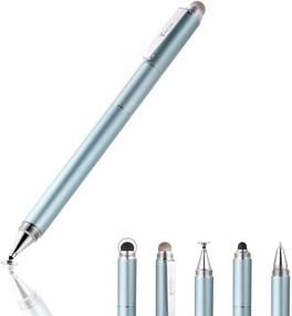 img 4 attached to 🖊️ Yacig 4-in-1 Capacitive Stylus Pen - High Sensitivity and Precision Touch Screen Stylus with Clear Disc, Black Rubber, and Mesh Fiber Tip - Universal Touch Screen Device Compatible (Ice Blue)
