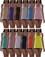 12-pack racer back tank tops for women - sexy basics cotton-spandex stretch color tanks logo