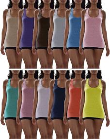 img 4 attached to 12-Pack Racer Back Tank Tops for Women - Sexy Basics Cotton-Spandex Stretch Color Tanks